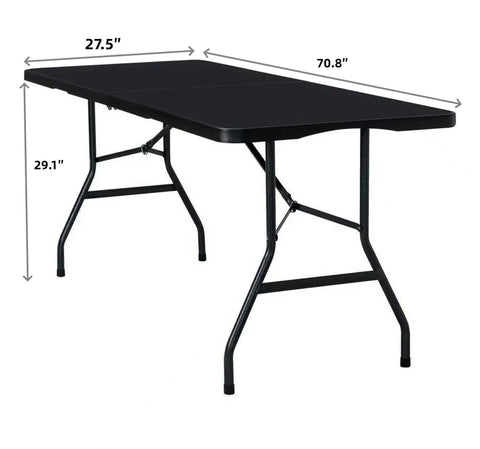 6Ft Folding Table With Built In Handle And Steel Legs Heavy Duty Portable Workhorse Party Table For Indoor Outdoor Dining Tailgating
