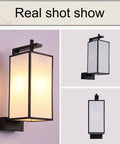 Knockout Indoor Rectangular Wall Light Featuring Handmade Linen Shade And Corrosion Resistant Iron Body Giving Your Bedroom Bedside Setup A Super Cool Modern Chinese Vibe Today, showcasing the lamp in three angles.