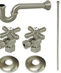 Gourmet Scape Kitchen Plumbing Kit With 1-1/2 Inch P-Trap, 1/2 Inch IPS Inlet To 3/8 Inch Compression Outlet, brushed nickel components