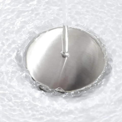 Built Tough Pop Up Drain Stopper For Vessel Sinks Without Overflow Slick Brushed Nickel Finish Foolproof Install Heavy Duty Brass Plumbing Piece For Chic Bathroom Vanity Sets