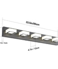 Five Light Modern Black Bathroom Vanity Fixture With Adjustable Acrylic Shades, Matte Black LED Over Mirror