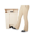 Person using Fire Safe Step-On Receptacle, 18-Gallon Rectangular Beige Trash Can with Heavy-Duty Pedal and Odor-Control Lid