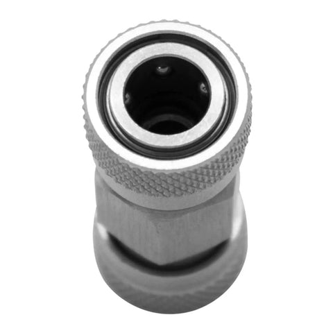 HMKUGO 8mm female quick-disconnect coupling, stainless steel, silver knurled finish