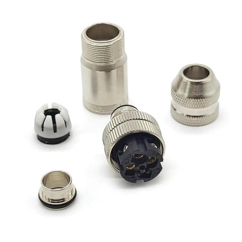 M12 D Code 4 Pin Male Connector With Rugged Shielded Metal Shell Circular Field Assembly IP67 Straight Adapter