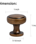Round Knobs 1 Inch Solid Zinc Alloy Antique Brass Cabinet Handles, 4 Pack, vintage kitchen bath drawer pulls with dimensions