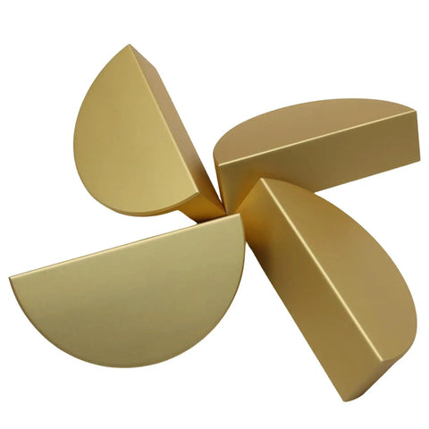 4 Pack Half Moon Cabinet Pulls Handles 2.5 Inch Center To Center Semicircle Drawer Pulls In Solid Brass With Screws Brush Gold Finish