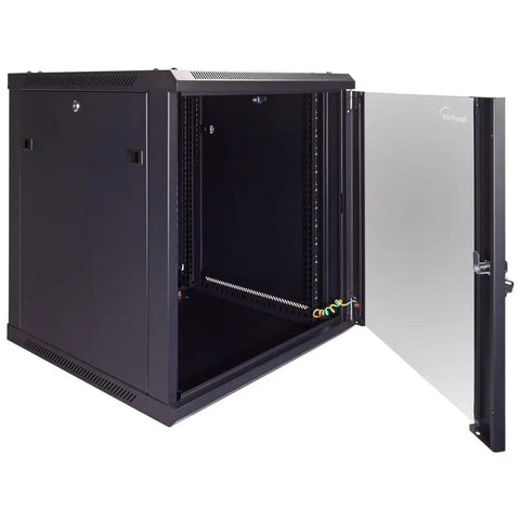 12U Wall Rack Server Cabinet With Dual Cooling Fans Locking Glass Door And Removable Sides Heavy Duty 19 Inch Network Enclosure For It Gear Rugged Build Hella Secure Setup