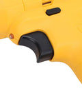 Close-up of the handle and trigger of Pro Grade Cordless Drill Driver Set With 3 8 Inch Keyless Chuck And Rock Solid Battery Powered Tool Kit.