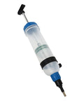 Ultimate 1.5L Fluid Extractor Engine Oil Syringe With Smart Arrow Case showing transparent body and blue accents.