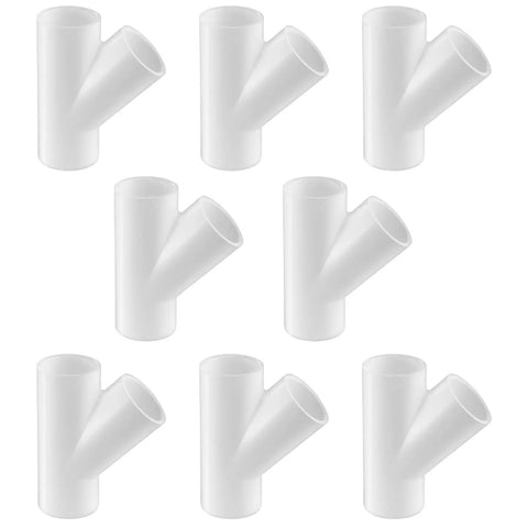 8 Pack 1/2 Inch PVC Wye Fittings 3 Way Y Connectors SCH 40 White For DIY Projects Greenhouses Sheds Tents Plumbing Installations