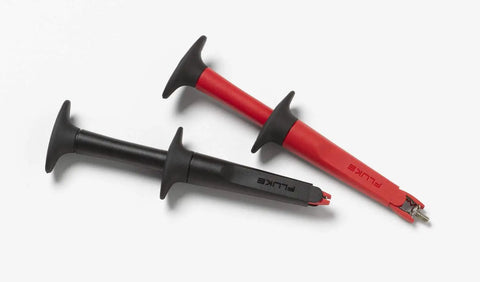 Super Handy Insulated Alligator Clips With Sure Grip Bucktooth Jaws For Solid Electrical Connections During Testing One Red One Black Set Eight Millimeter Opening Great For Multimeters And Circuit Work, showing red and black clips with insulated boots on a white background.
