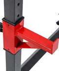 Red bracket detail on Adjustable Home Gym Weight Bench With Heavy Duty Steel Frame, 550 Lb Max Load, 43.5 To 67.5 Inch Height Range