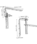 Heavy Duty Stainless Steel Pivot Hinges For Doors With Auto Close Function For Hidden Bookcase Doors Ideal For Home Use And Construction, Dual Pivot Hinges shown with dimensions
