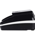 Side view of black and white Portable Mini Money Counter And Counterfeit Detector With MG IR Image And Paper Quality Size Thickness Detection