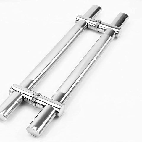 Heavy Duty Stainless Steel Sliding Door Handle for Barn Doors and Sliding Panels shown in a pair with silver finish
