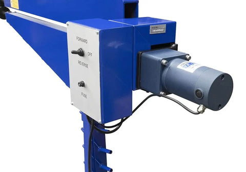 Power Bead Roller With Stand For Metal Fabrication, close-up of electric power control panel and 120V motor, metal fabrication tool component
