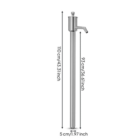 Premium Hand Operated Stainless Steel Drum Pump For Oil Transfer With Side Outlet, 93 Cm Long Manual Oil Extractor Handle Ideal For Barns Machinery Shed And Farm Use Reliable Heavy Duty Power Barrel Fluid Displacement