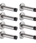 Eight thick 304 stainless steel door stoppers with 1mm cushioning bumper, brushed finish, 3.54 inch, heavy duty, home office.