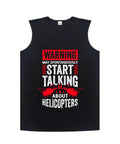 Men's Helicopter Pilot Mechanic Tank Top Hella Comfy Summer Sleeveless Muscle Tee Lightweight Cotton Undershirt with helicopter graphic.