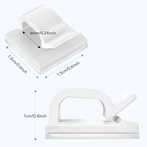 Upgraded 50 Pack Cable Clips With Strong Adhesive Tapes For Wire Clips And Cord Organizer dimensions displayed