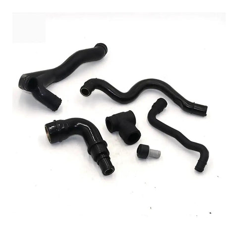 Killer 6 Piece Engine Crankcase Vacuum Hose Kit For Vw Mk4 1.8T Models With OEM Part Numbers 06A103247 And 06A103221AF To Fix Rattls And Boost Performance Like A Champ. Black rubber vacuum hose set, six-piece, for VW MK4 1.8T engine air leak repair.