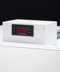 Digital control panel displaying temperature on 33 Inch Wide Upright All-Freezer Delivering 17 Cu Ft True No Frost.