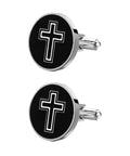 Men's Black Titanium Steel Cross Cufflinks Polished Shirt Fasteners For Formal And Casual Wear Go To Accessory With Elegant Religious Style For Everyday Gear And Gift