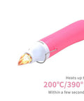 Mini 300W Heat Gun With Stand For DIY Embossing Shrink Tubing And Drying Paints Multi Purpose Hot Air Tool Lightweight Electric Heating Gun 110V Pink And White showing heating element reaching 200°C