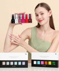 Woman showcasing Six Colors 9 Ml Hema Free Deep Cherry Red Burgundy Gel Nail Polish Set With Blood Wine Red Hues Ultra Rich Pigments