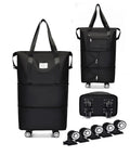 Expandable foldable duffel bag with detachable wheels, 64L capacity, black by Amazon