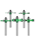 Green Z3 8mm Bearing Slot Router Bit With Three Carbide Teeth for Fast Cutting And Smooth Edging On Drawer Slides And Hardware Profiles, set of five.