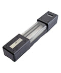 Precision Ground Aluminum Spirit Level With Zero Point Zero One MM Accuracy And Snap Back Auto Restore Vial shown from side angle.