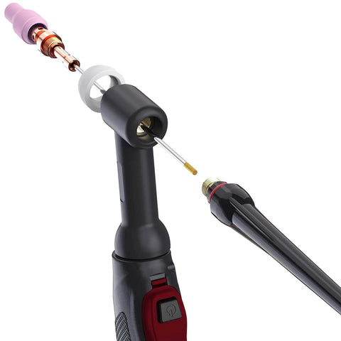 Pro Grade TIG Welding Tungsten Electrode 10 Pack Gold 1.5 Percent Lanthanated WL15 in welding setup