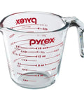 Prepware Glass Measuring Cup With Red Graphics, Clear, Non Porous Glass That Won't Stain Or Retain Odors, Microwave Safe, Oven Safe, And Dishwasher Safe, Great For Quick, Mess Free Kitchen Metrics, 4-cup