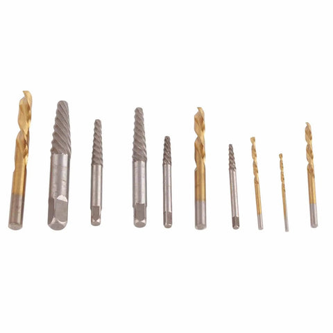 Grab This Awesome 10 Piece Screw Extractor Set With Drill Bits Left Hand Plated Alloy Steel Fastener Remover Kit For Damaged Screws Bolts Tough To Get Tools, 10-piece drill bits