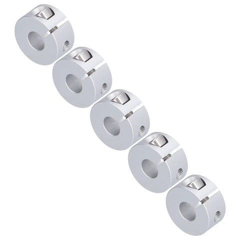 Hardcore Aluminum Alloy Shaft Collar Clamps 5 Pack For Axle Fixing Robots Engineering Machining For Pros Hardware Keeps Firm For Heavy With Rock Solid Stability Under Stress Or Vibes No Hassle With Loose Parts On Your Rig, five silver clamps