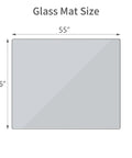 Diagram showing 46 By 55 Inch Glass Chair Mat For Carpet And Hard Floors, heavy duty tempered glass with measurements.