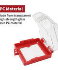Two Pack Emergency Stop Push Button Lockout Cover Kit with transparent red heavy duty resin guard open view
