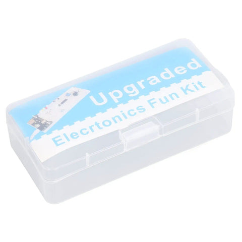 Clear box labeled 'Upgraded Electronics Fun Kit' for Massive Electronics Component Kit With 400 Plus Pieces Starter Pack USB Cable And Power Module
