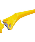 Beast Mode Heavy Duty Window Scraper With Durable Blade, Yellow Handheld Glass Tool displayed with blade guard.