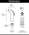 Dimension diagram of Universal Kitchen Sink Spray Attachment Pull Out Faucet Sprayer Head Brushed Nickel Finish with measurements.