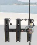 Three Tube Adjustable Fishing Rod Holder For Boats And Kayaks With Removable Pole Inserter And Self Adhesive Mount