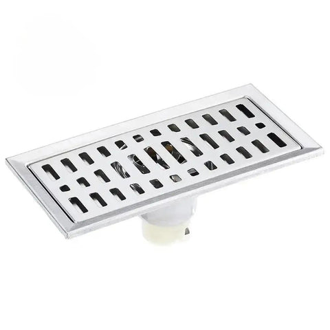 Premium Stainless Steel Rectangular Floor Drain For Bathroom with massive flow, durable light grey grate design.