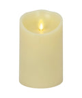 Cozy Ivory Flameless LED Pillar Candle With Moving Flame 3.5 By 5 Inch Real Wax Look Battery Operated Timer For Easy On Off