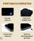 Precision Coffee Scale With Timer For Espresso And Pour Over, Digital Kitchen Scale With LED Display, Rechargeable USB C, 3kg Capacity, 0.1g Graduation, Travel Friendly For Tea And Coffee Brew Mastery showing HD LED display, non-slip rubber mat, ultra-thin surface, and built-in rechargeable battery.