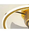 POJGVU Smart Ceiling Fans Wih Lights, 3 Color Dimmable 360 Degree Oscillating Head showing the elegant light ring and fan blades.