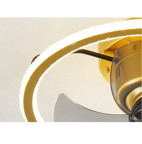 POJGVU Smart Ceiling Fans Wih Lights, 3 Color Dimmable 360 Degree Oscillating Head showing the elegant light ring and fan blades.