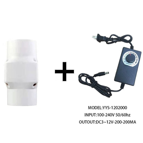 Inline Duct Fan 2 Inch 50mm Kit With Adjustable Speed Quiet 62 CFM Ventilation Exhaust Booster, fan and power supply.