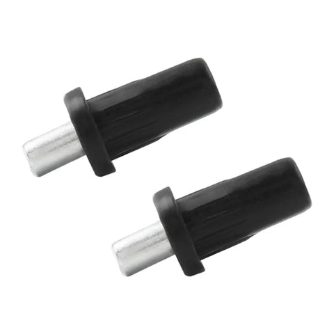 Top Shelf Black Cabinet Door Pin Dampers Replacement Valve Pins Soft Close Quiet Shutting Protection No Sweat Heavy Duty Hardware For Kitchen Cupboards Game Changer Setup Includes Twenty Pieces, close-up of two dampers.