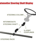 36-inch DD steering shaft diagram showing steering column, intermediate shaft, U-joint couplings, steering rack